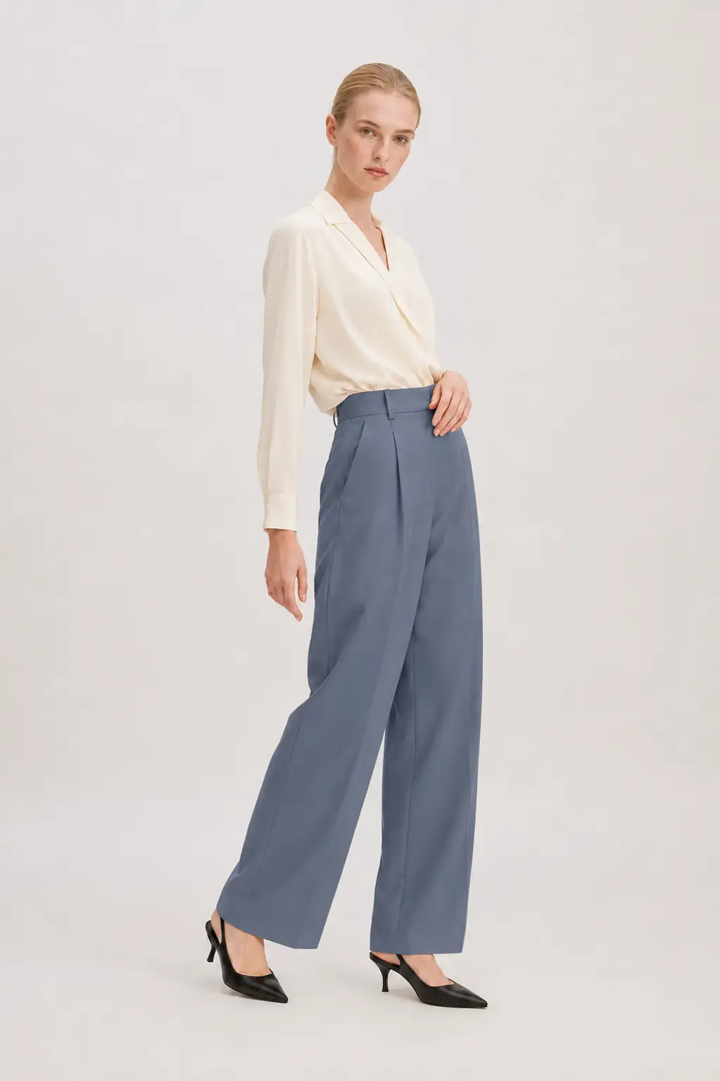 Paloma Draped Trousers slate blue 1