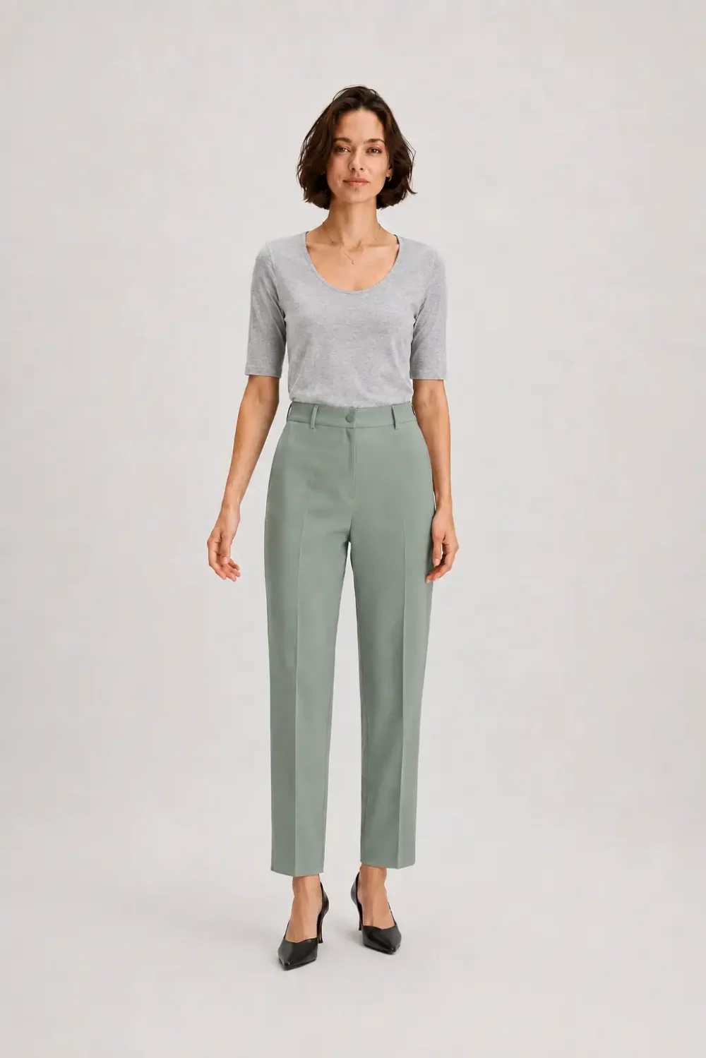 Slim Stretch Scoop Top heather gray (2)