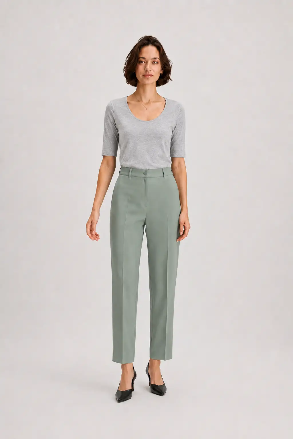 Slim Stretch Scoop Top heather gray (2)